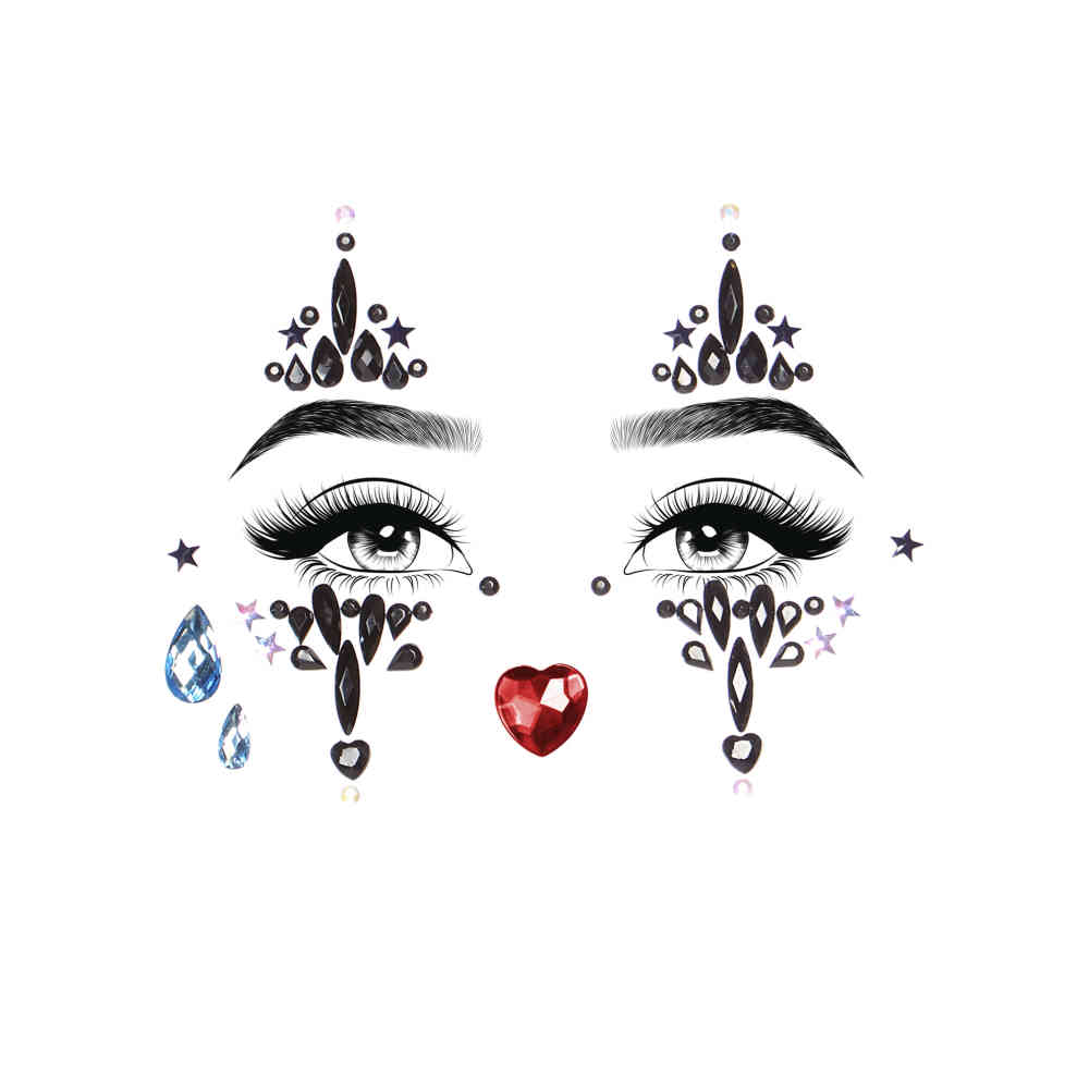 Leg Avenue - Harlequin Face Jewel Diamond Sticker - Multicolours